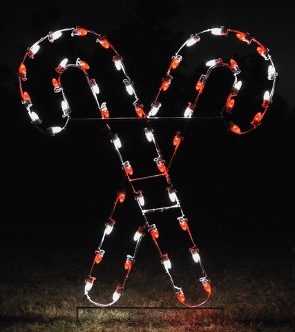 Crossed Candy Canes - Red and White | All American Christmas Co