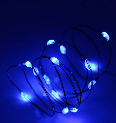 Ultra Thin LED Battery Lights - 18 count - Blue | All American Christmas Co