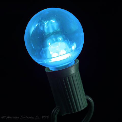 G40 Smooth LED Patio Lights - E-17 - Teal - 25 Pack | All American Christmas Co