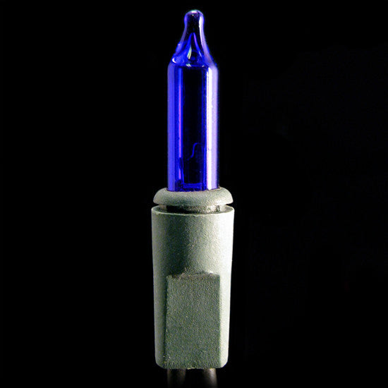 2.5 Inch Spacing - 100  Mini Christmas Lights - Blue Bulbs - Green Wire | All American Christmas Co