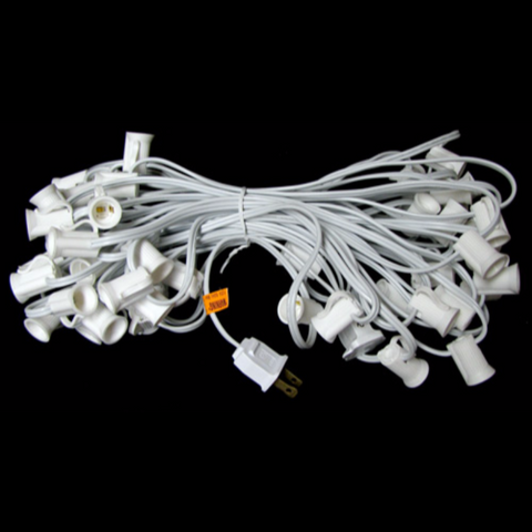 50' C7 Christmas Light String - 6" Spacing - White Wire | All American Christmas Co