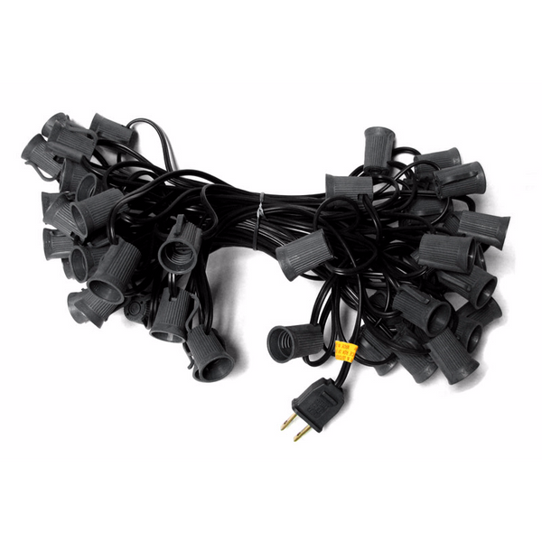 50' C9 Christmas Light String -18" Spacing - Black Wire | All American Christmas Co