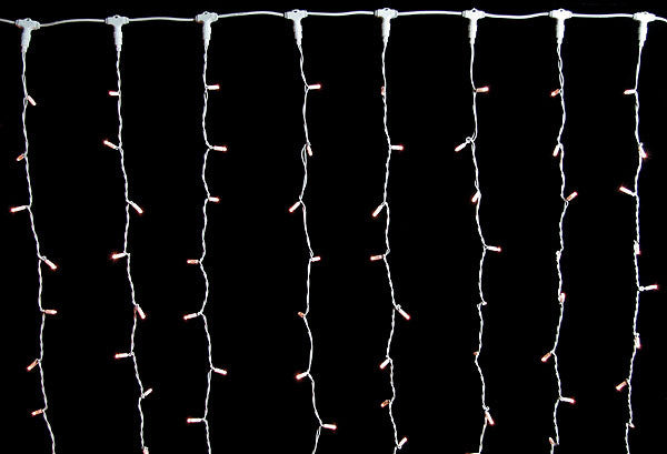 Commercial Curtain Lights - Clear Bulbs - Black Wire | All American Christmas Co