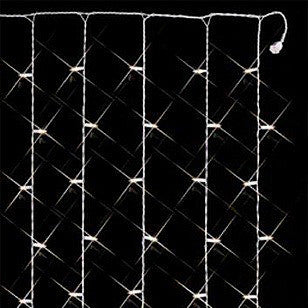 150 Count Curtain Lights - Clear Bulbs - White Wire | All American Christmas Co