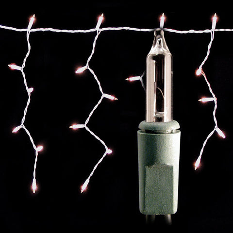 150 Count Icicle Lights - Clear Bulbs - Green Wire - Twinkle | All American Christmas Co