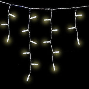M5 LED Icicle Lights - 70 Count - Warm White - White Wire | All American Christmas Co