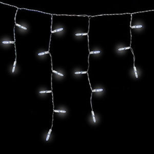M5 LED Icicle Lights - 70 Count - Pure White - White Wire | All American Christmas Co