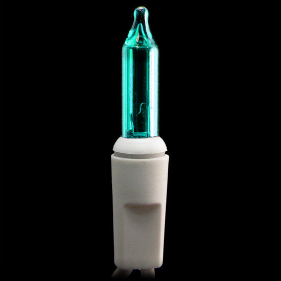 2.5 Inch Spacing - 50 Count Mini Lights - Teal Bulbs - White Wire | All American Christmas Co