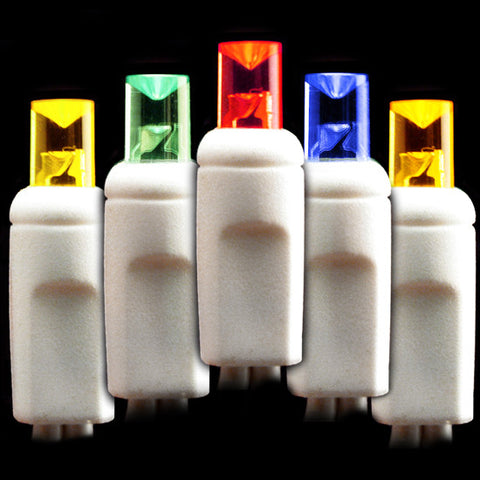 Wide Angle LED Battery Lights - 20 count - Multi - White Wire | All American Christmas Co