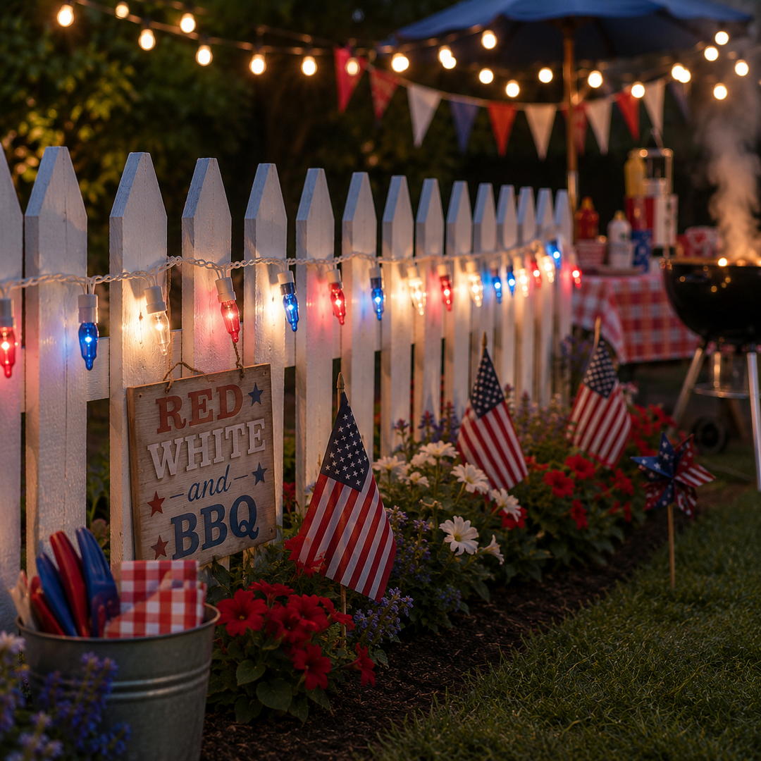 Patriotic Lights and Decor