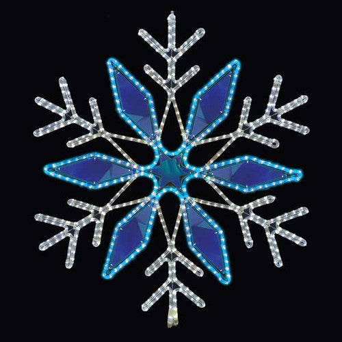 40.5" LED White and Blue Mirror Snowflake