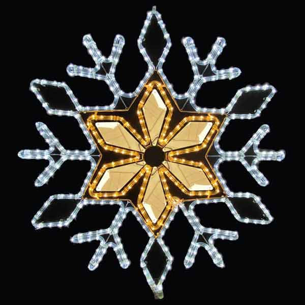 32" LED Warm White and White Mirror Snowflake