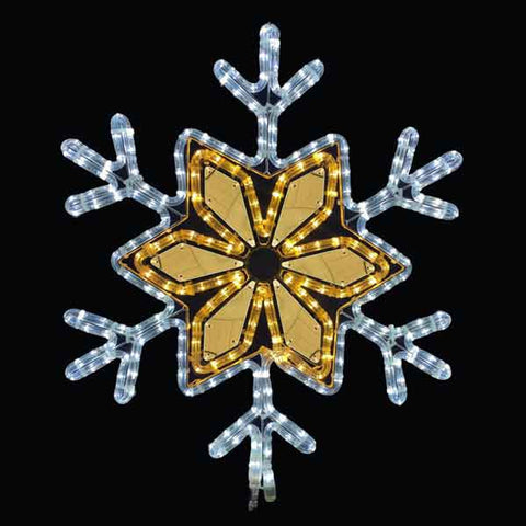 23.5" LED Warm White and White Mirror Snowflake