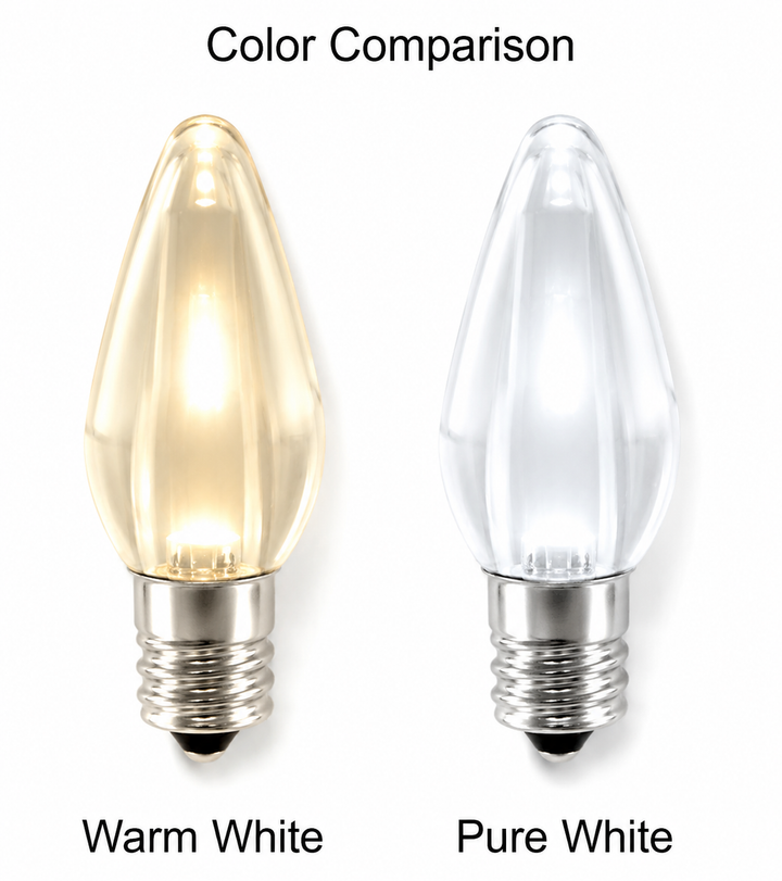 C9 Smooth LED Twinkle Bulbs - Pure White (Cool White) - 25 Pack