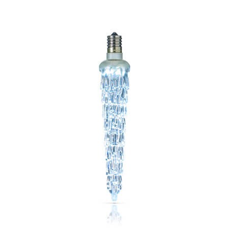 LED Falling Icicle Bulb - E-12 - 5 Inch - Pure White (Cool White)