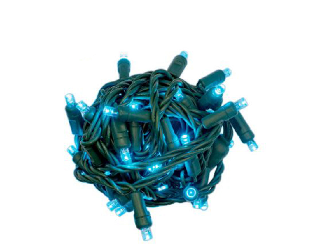 Balled Wide Angle 5mm LED Lights - 70 count - Teal - Green Wire