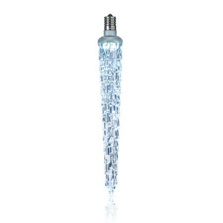 LED Falling Icicle Bulb - E-12 - 7 Inch - Pure White (Cool White)