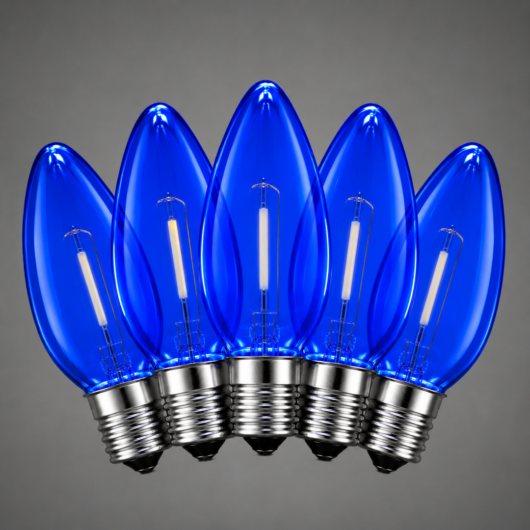 C7 Smooth Filament LED Bulbs - Blue - 25 Pack