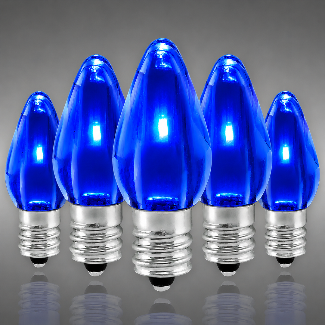 C7 Smooth LED Bulbs - Blue - 25 Pack