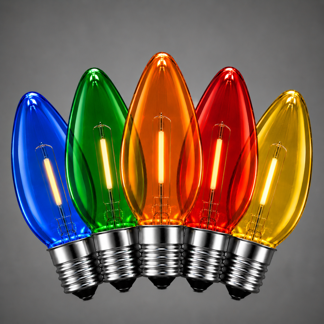 C7 Smooth Filament LED Bulbs - Multi - 25 Pack