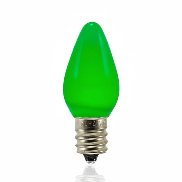Opaque C7 LED Bulbs - Green - 25 Pack