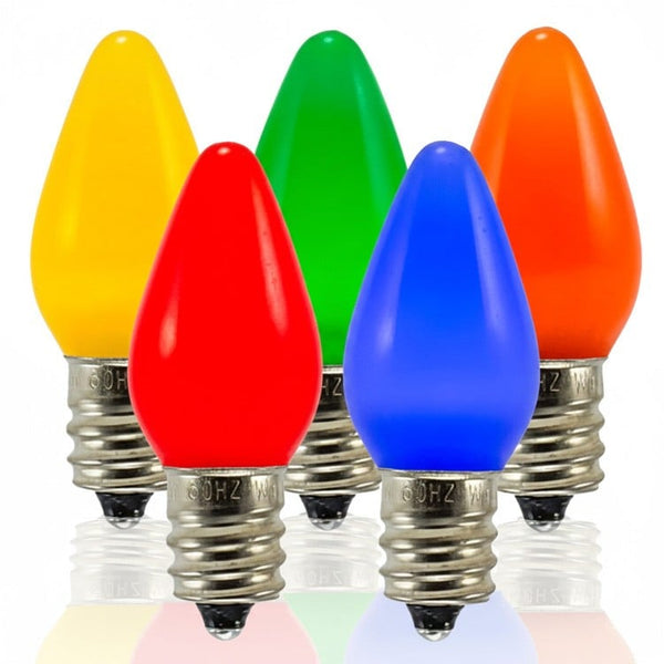 Opaque C7 LED Bulbs - Multi (B,G,O,R,Y) - 25 Pack