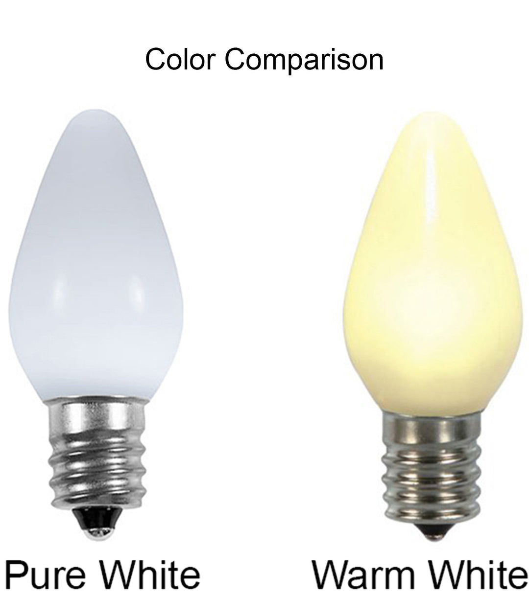 Opaque C7 LED Bulbs - Pure White (Cool White) - 25 Pack