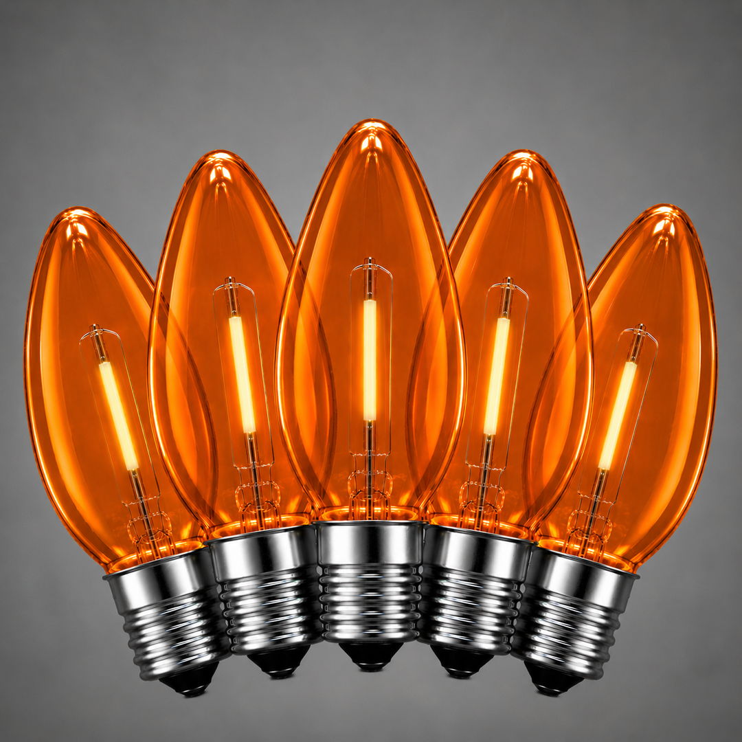 C7 Smooth Filament LED Bulbs - Orange - 25 Pack
