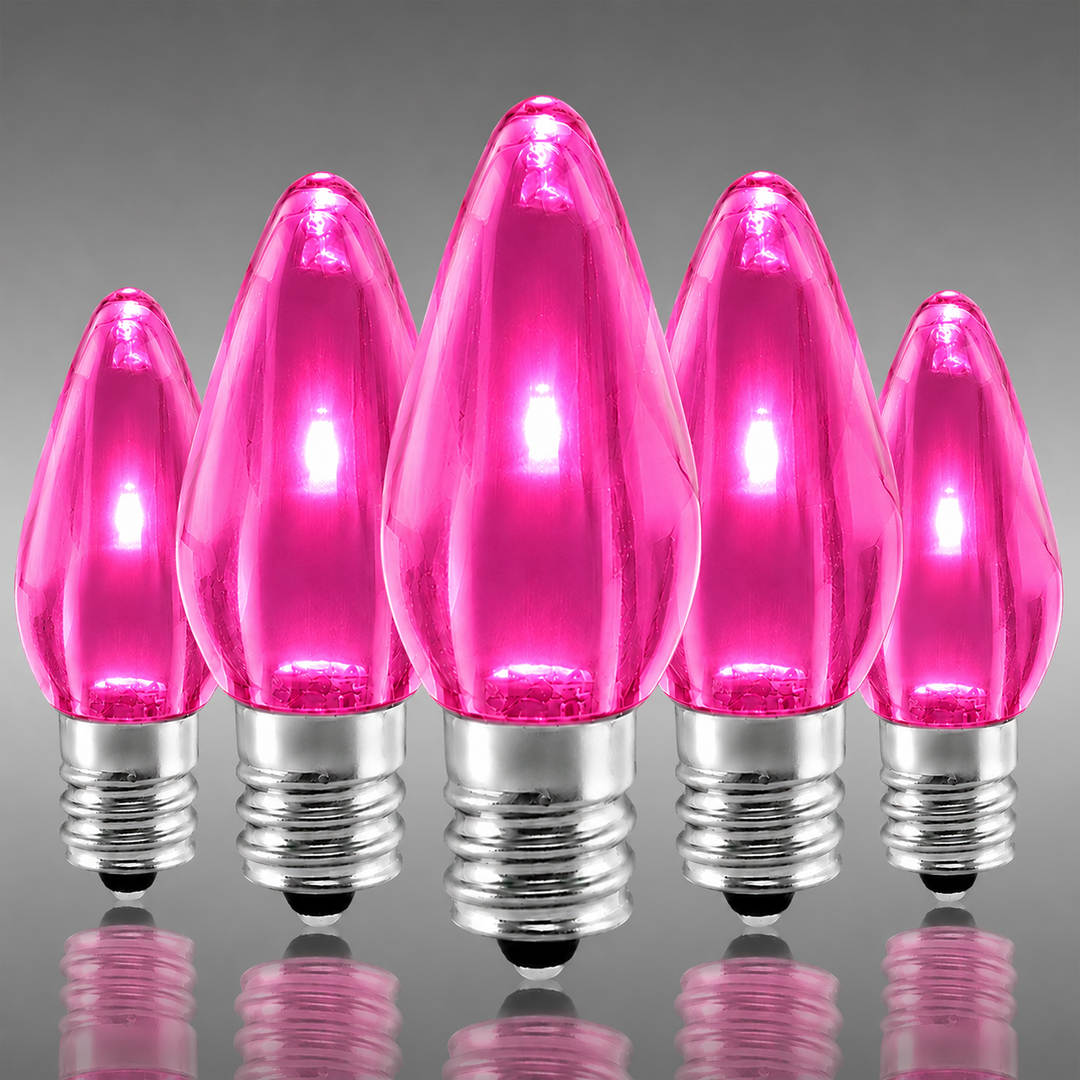 C7 Smooth LED Bulbs - Pink - 25 Pack