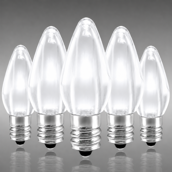 C7 Smooth LED Bulbs - Pure White (Cool White) - 25 Pack