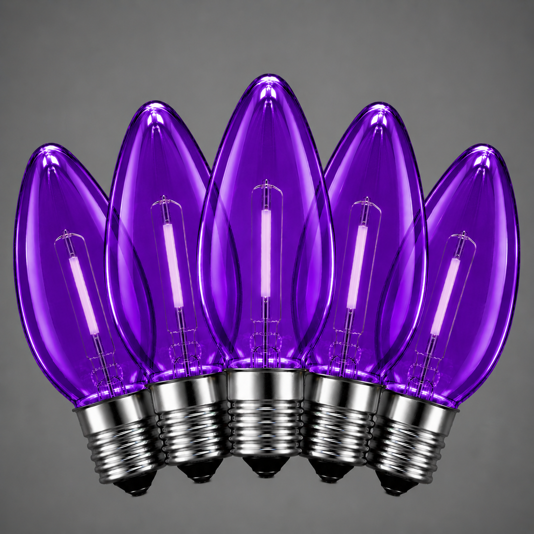 C7 Smooth Filament LED Bulbs - Purple - 25 Pack