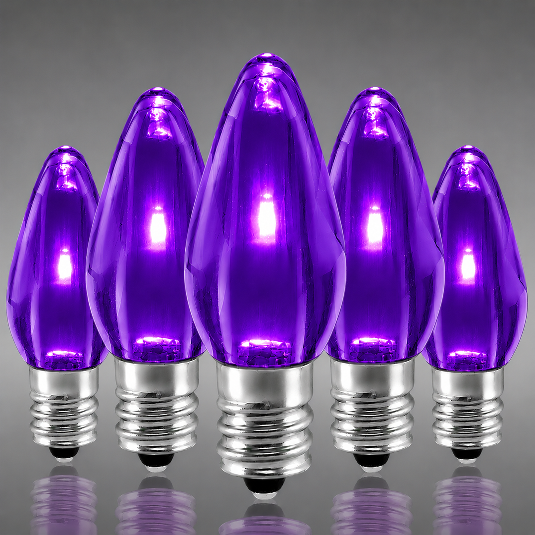 C7 Smooth LED Bulbs - Purple - 25 Pack