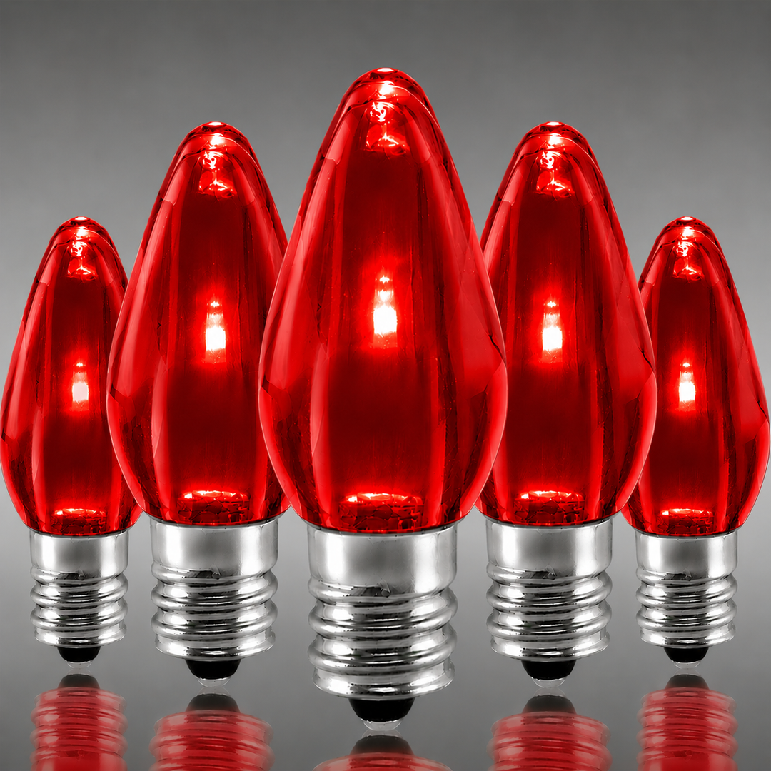 C7 Smooth LED Bulbs - Red - 25 Pack