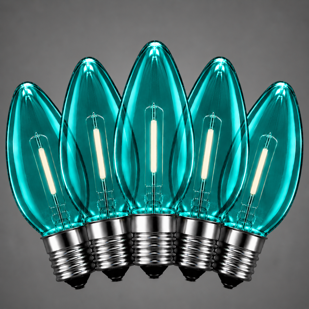 C7 Smooth Filament LED Bulbs - Teal - 25 Pack