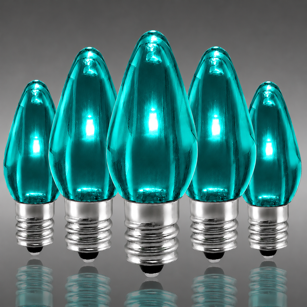 C7 Smooth LED Bulbs - Teal - 25 Pack