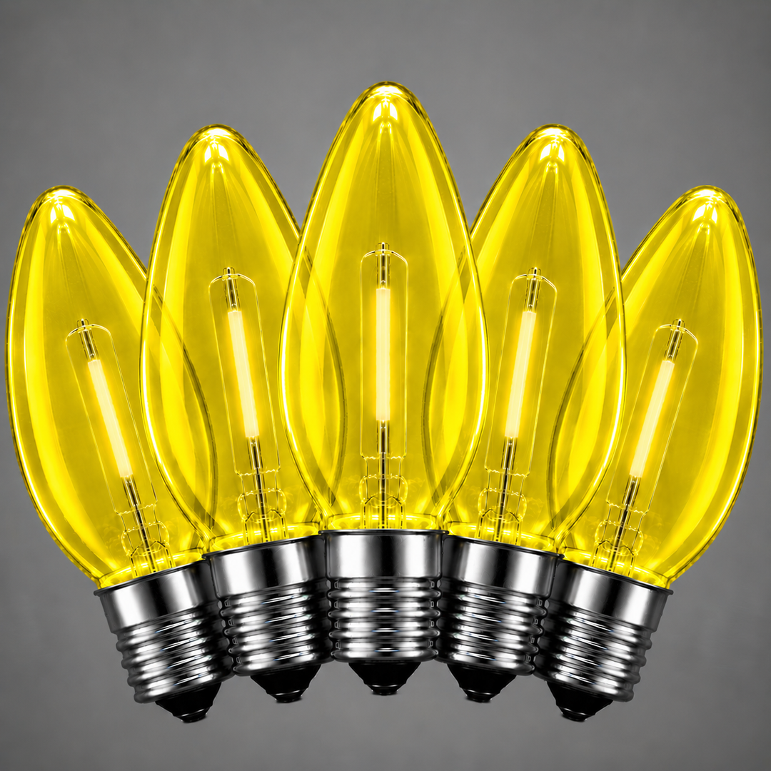 C7 Smooth Filament LED Bulbs - Yellow - 25 Pack