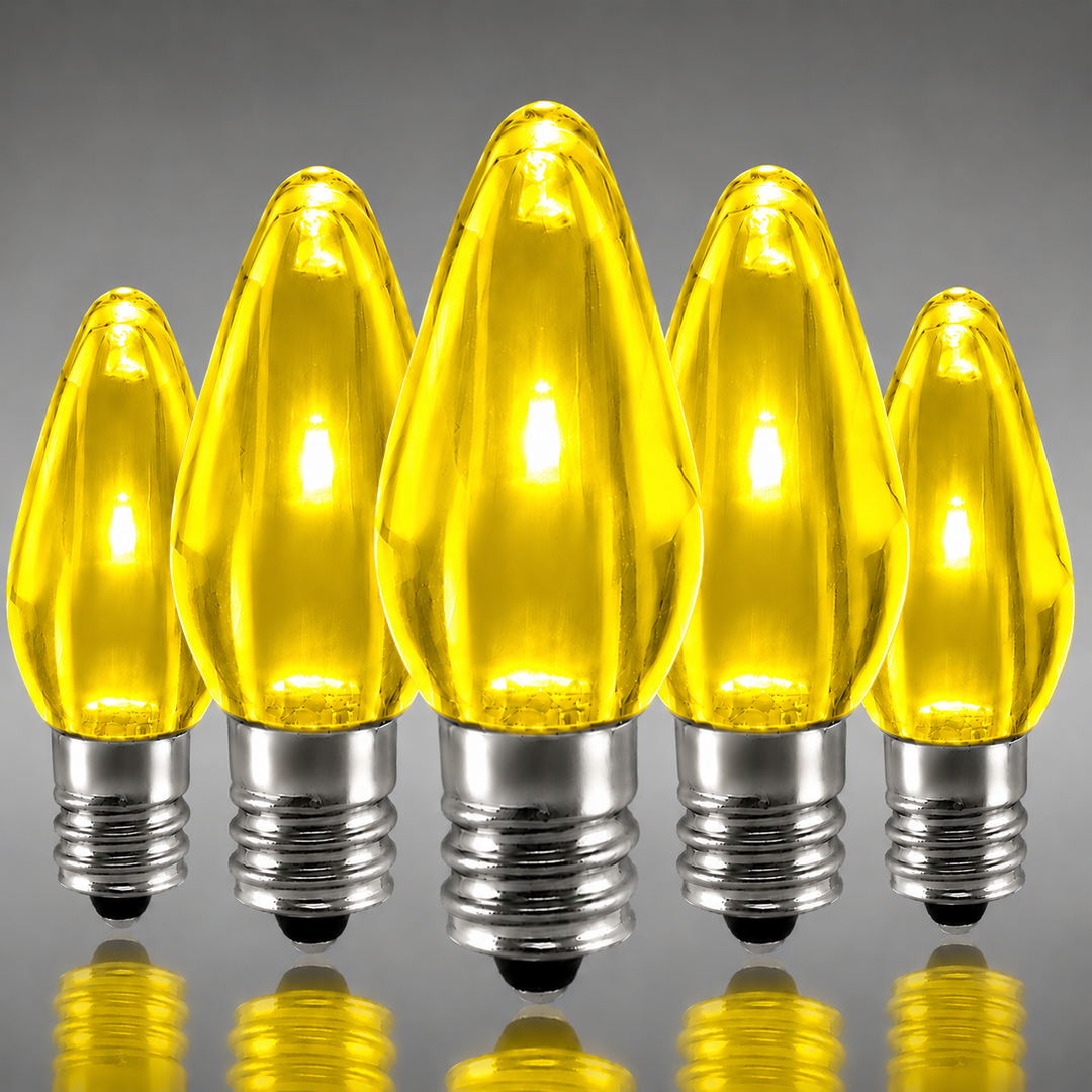 C7 Smooth LED Bulbs - Yellow - 25 Pack