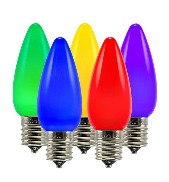 Opaque C9 LED Twinkle Bulbs - Multi (R,P,Y,G,B) - 25 Pack