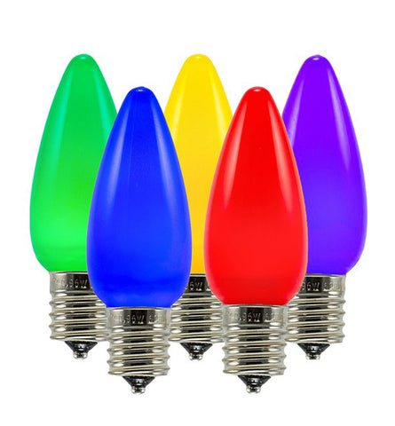 Opaque C9 LED Twinkle Bulbs - Multi (R,P,Y,G,B) - 25 Pack