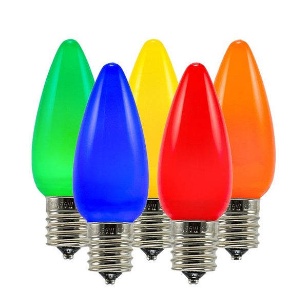 Opaque C9 LED Bulbs - Multi (R,O,Y,G,B) - 25 Pack