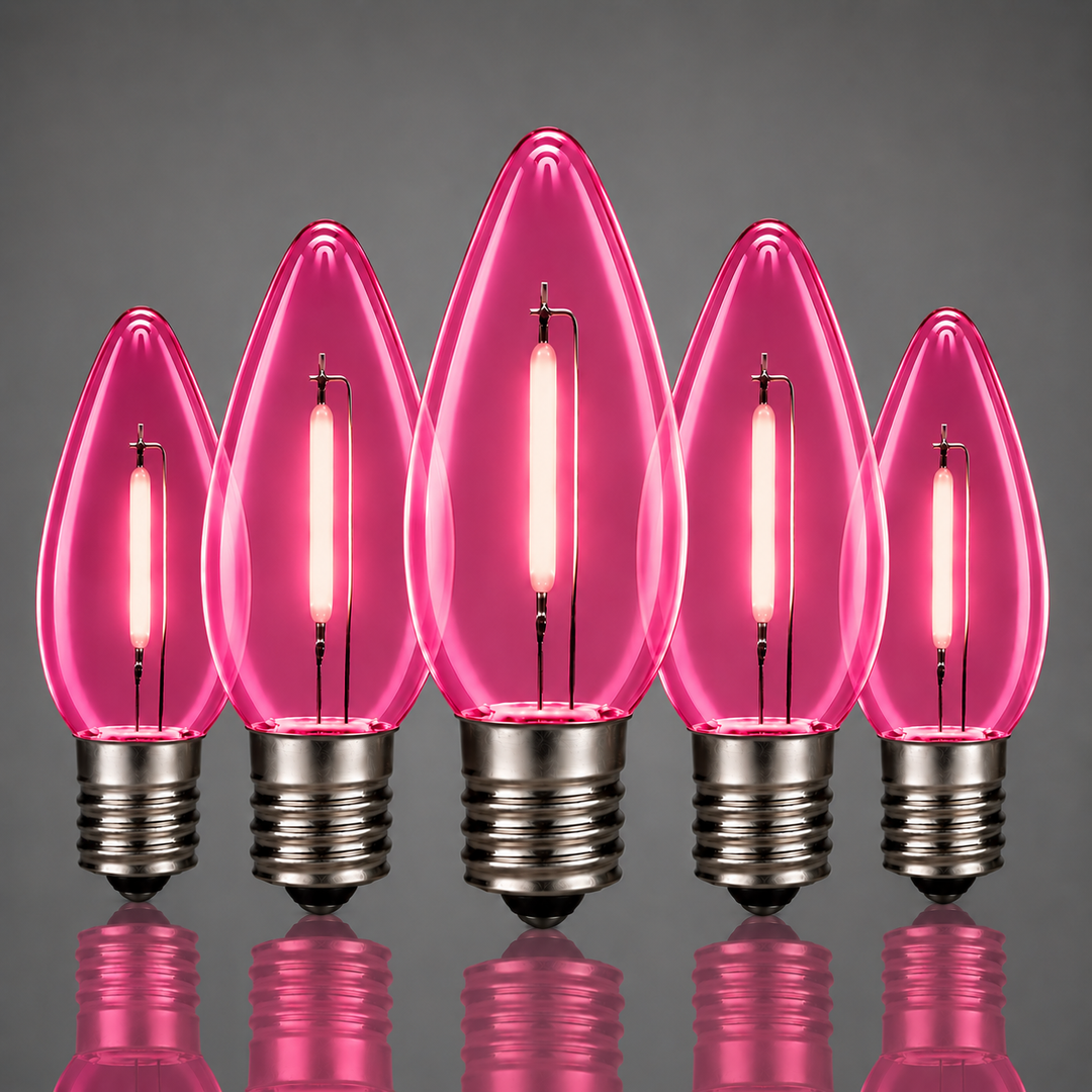 C9 Smooth Filament LED Bulbs - Pink - 25 Pack