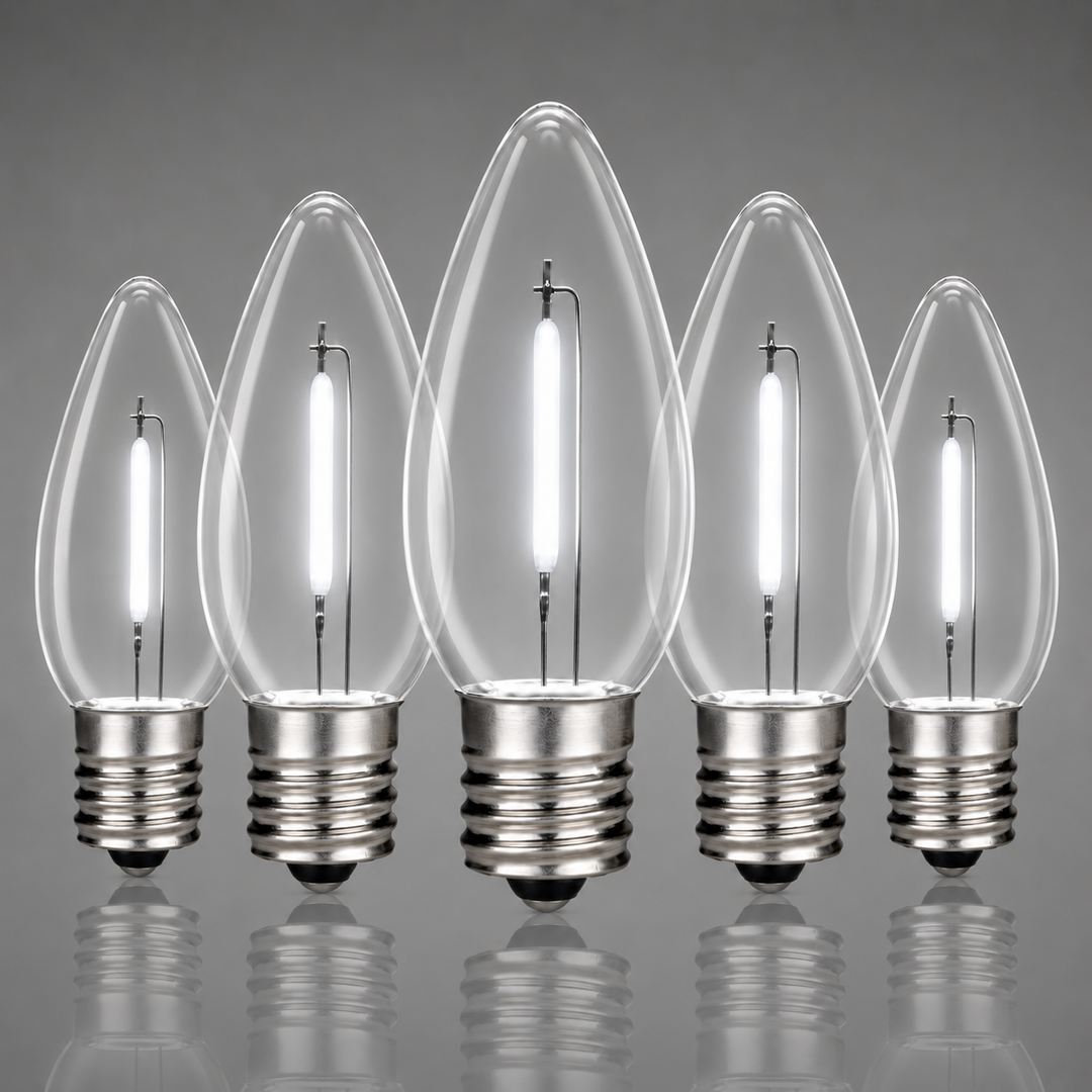C9 Smooth Filament LED Bulbs - Pure White - 25 Pack