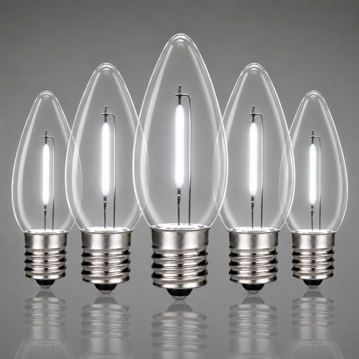 C9 Smooth Filament LED Bulbs - Pure White - 25 Pack