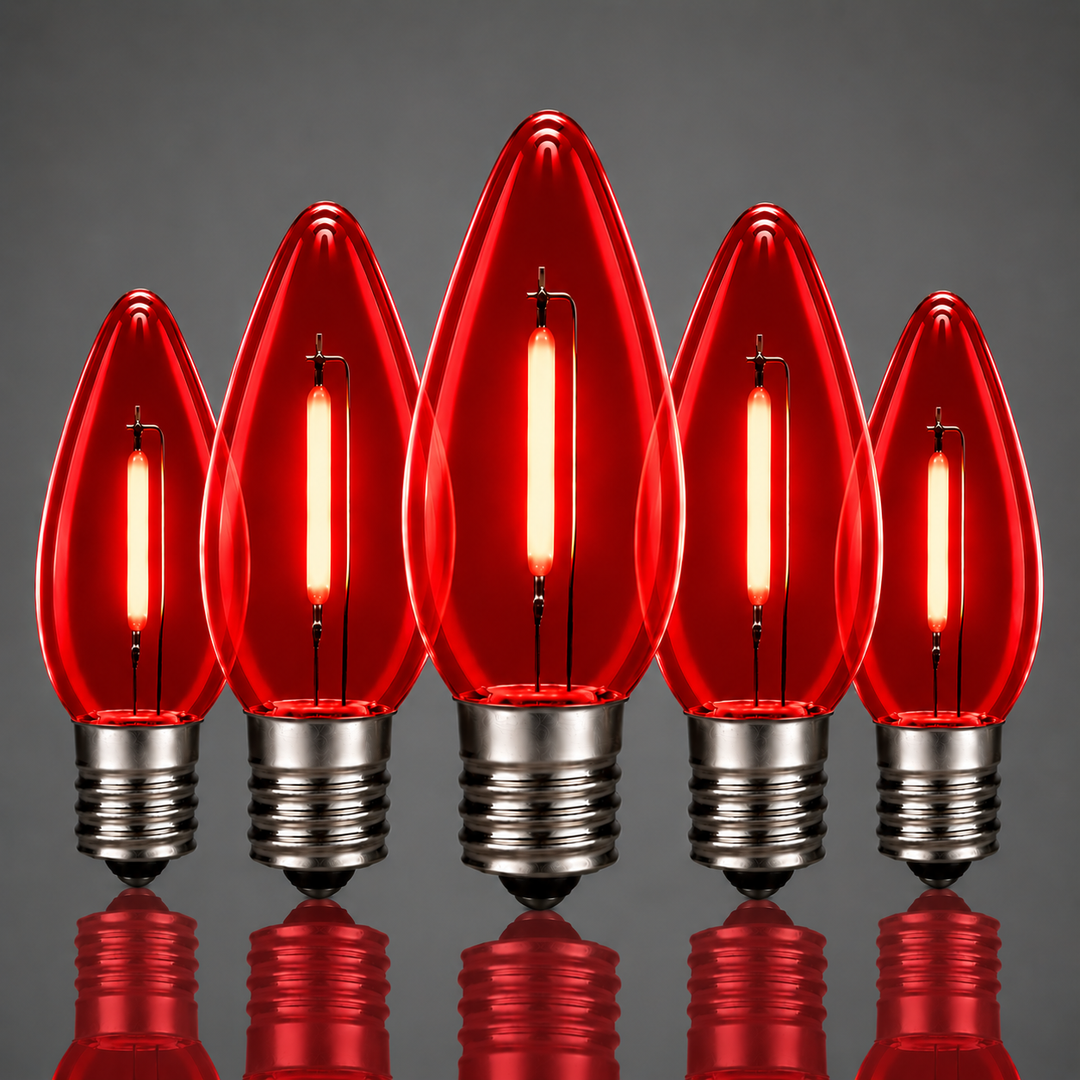 C9 Smooth Filament LED Bulbs - Red - 25 Pack
