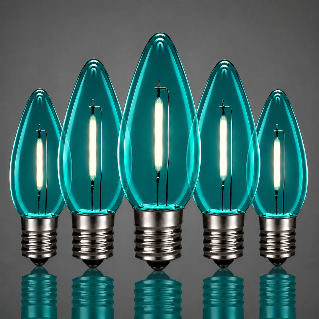 C9 Smooth Filament LED Bulbs - Teal - 25 Pack