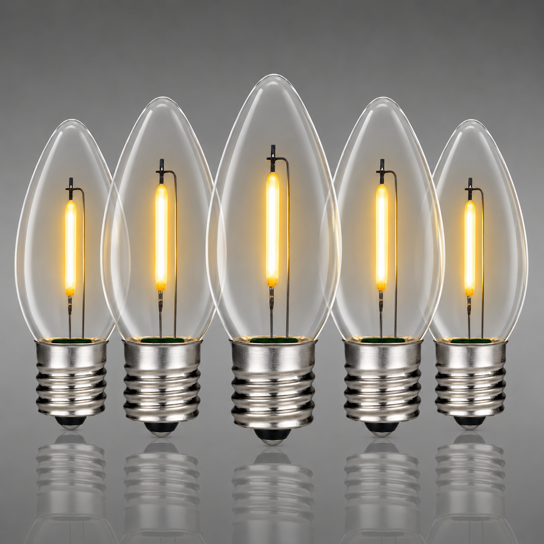 C9 Smooth Filament LED Bulbs - Warm White - 25 Pack