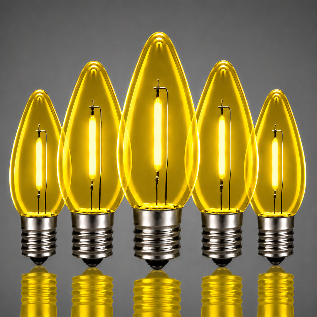 C9 Smooth Filament LED Bulbs - Yellow - 25 Pack
