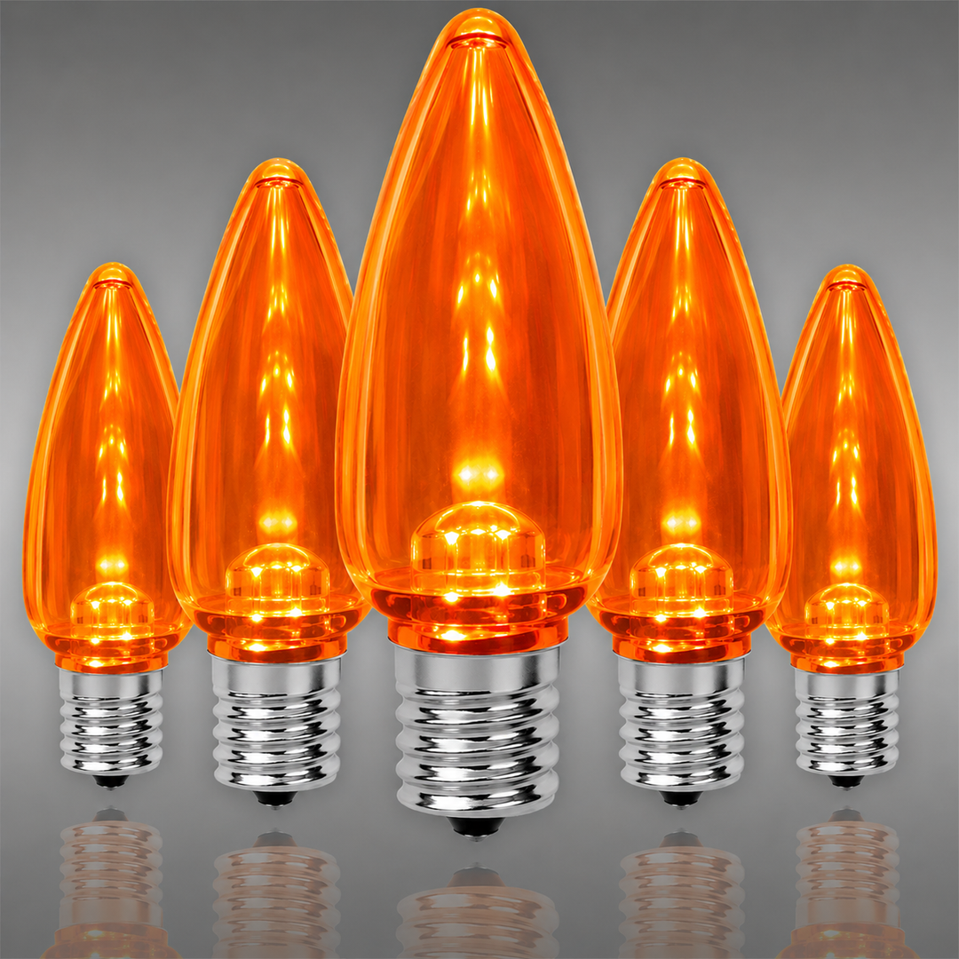 C9 Smooth LED Bulbs - Orange - 25 Pack