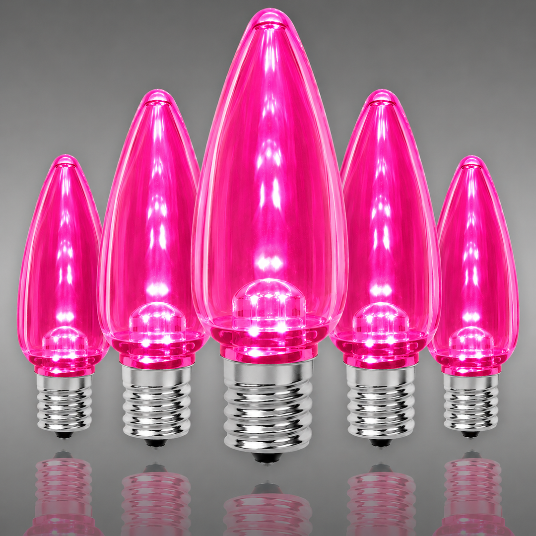 C9 Smooth LED Bulbs - Pink - 25 Pack