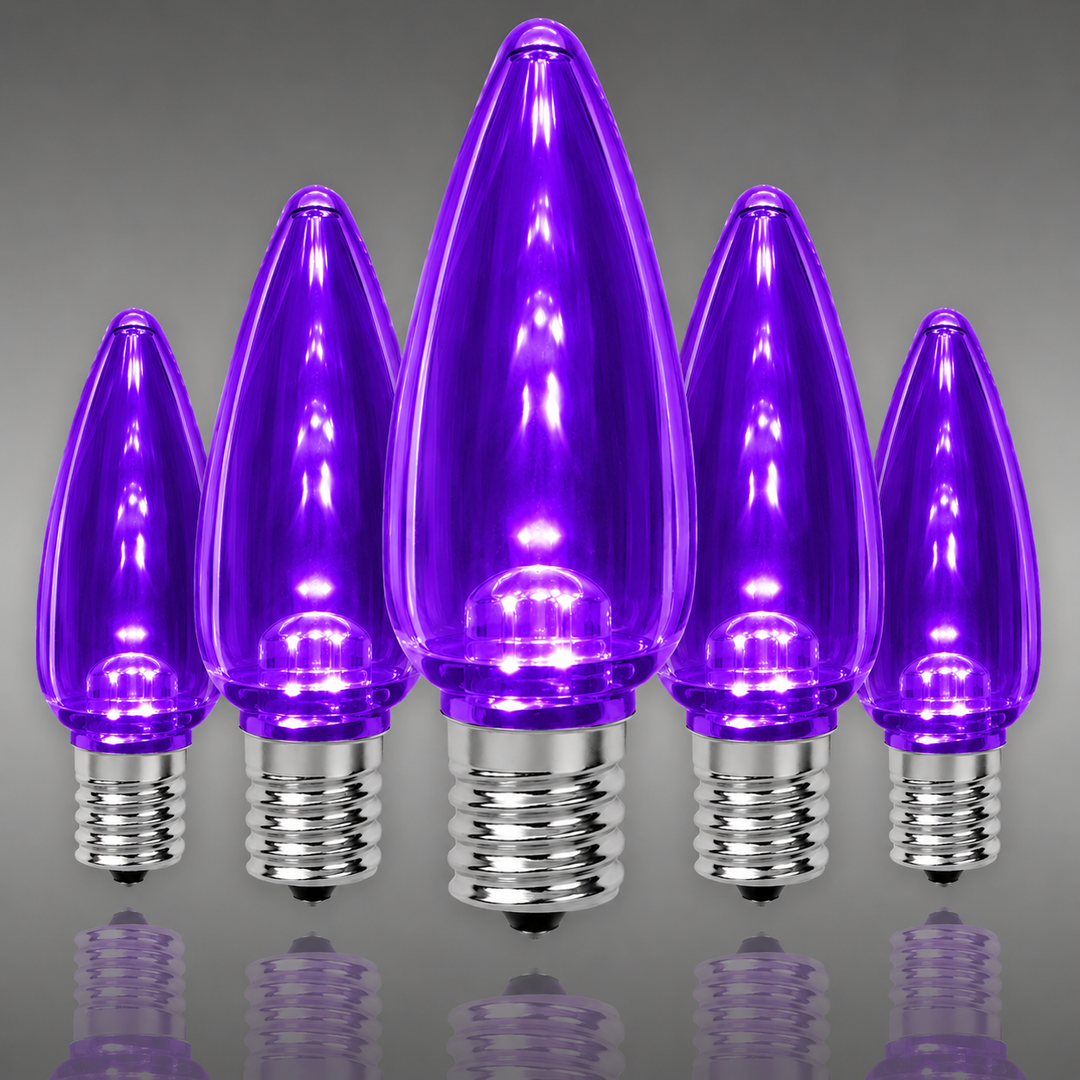 C9 Smooth LED Bulbs - Purple - 25 Pack